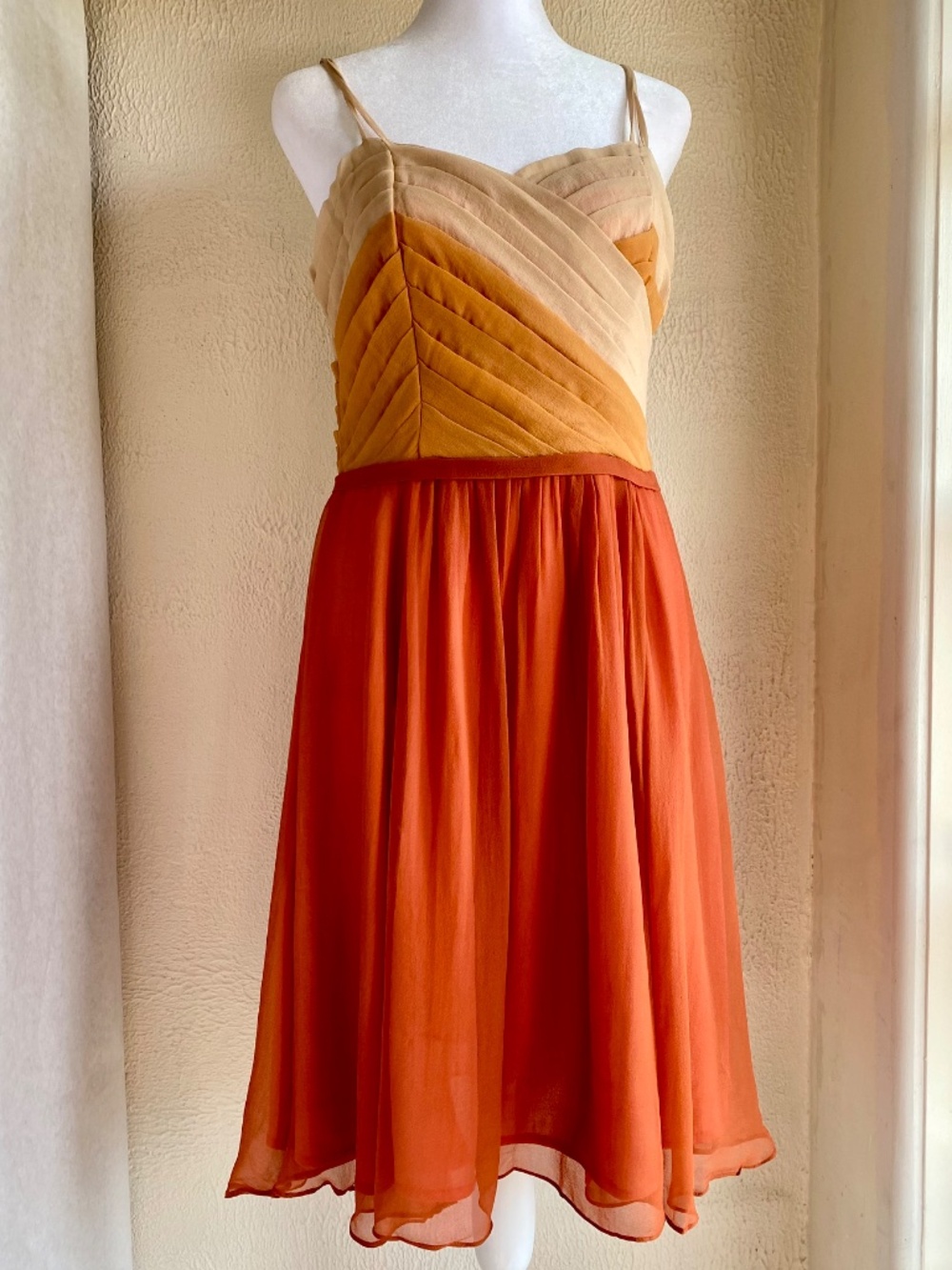 Vintage Y2K chiffon balletcore dress in blush, peach, papaya. Size Small